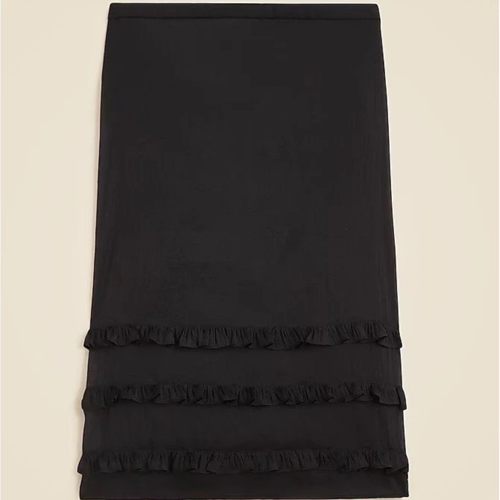 J.Crew Ruffle-Trim Slip Skirt in Black